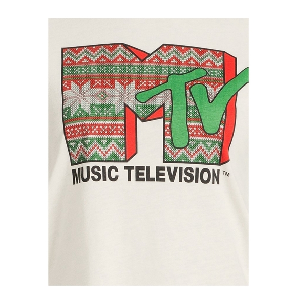 Viacom Int. MTV NWT Women's Short Sleeve Crew Neck Christmas Theme Tee 773 774 - Picture 5 of 6